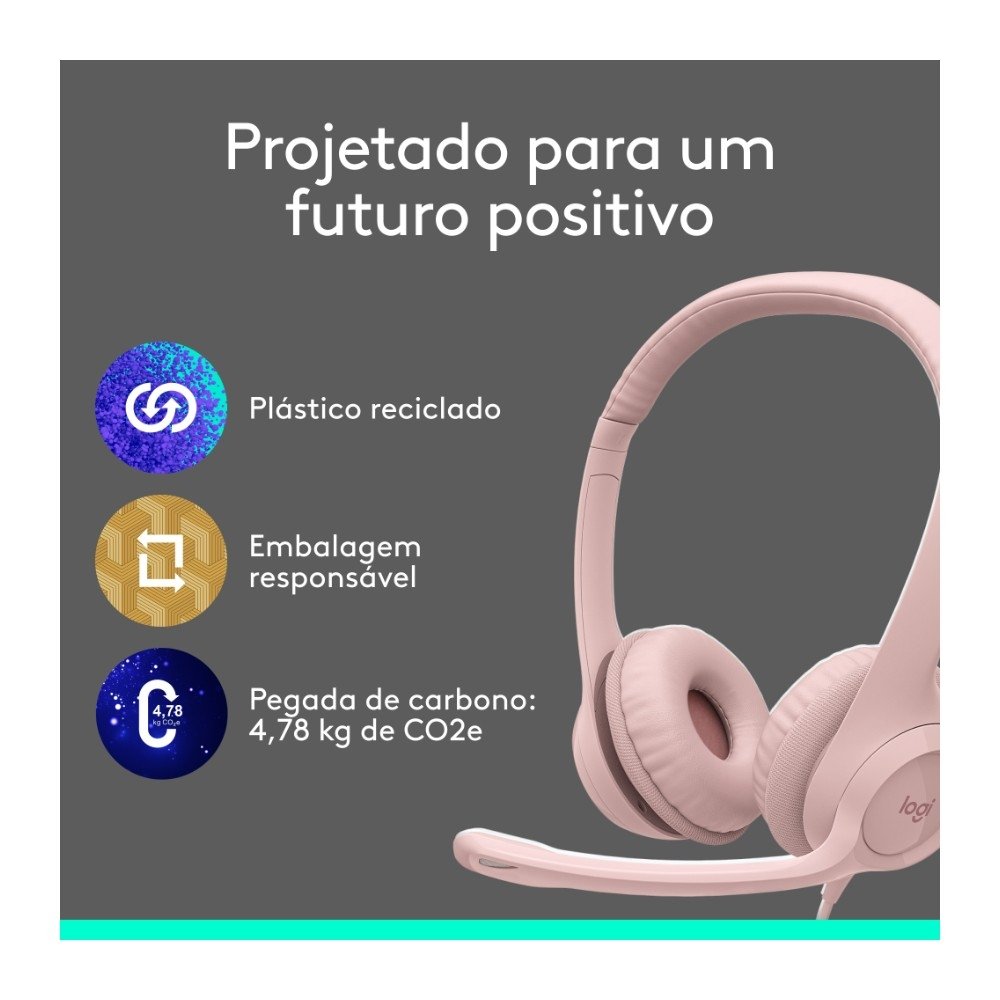 Headset ( Balão.info) H390, USB, com Almofadas, Controles de Áudio Integrado, Microfone com Redução de Ruído, Rosa - 981-( Balão.info - foto 10