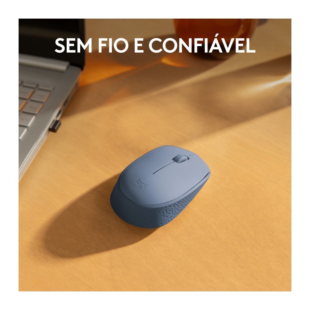Imagem 3 de 10 do produto Mouse Sem Fio Logitech M170, Wireless, Azul - 910-006863