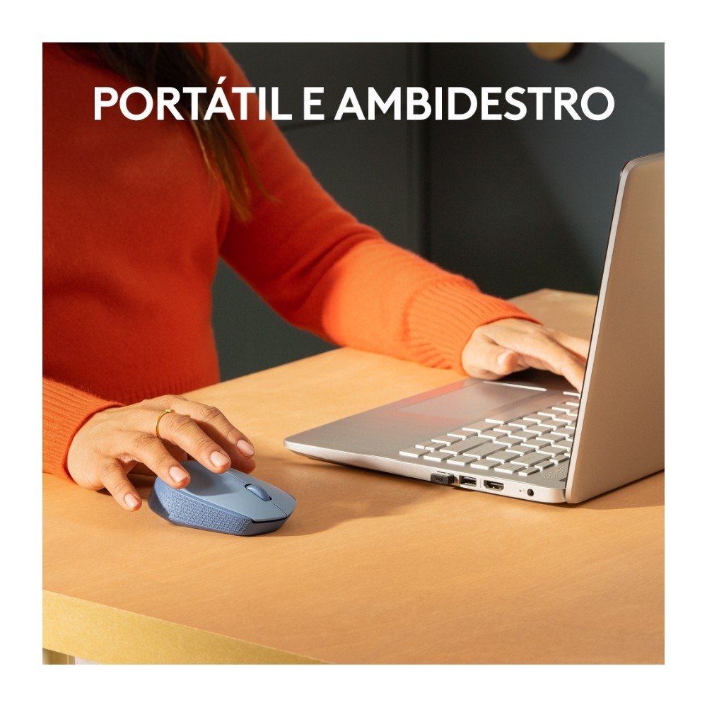 Imagem 4 de 10 do produto Mouse Sem Fio Logitech M170, Wireless, Azul - 910-006863