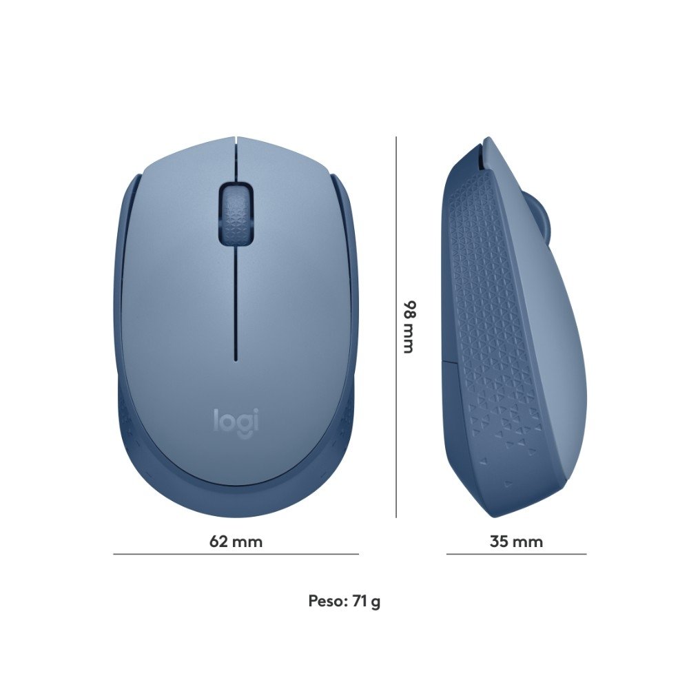 Imagem 9 de 10 do produto Mouse Sem Fio Logitech M170, Wireless, Azul - 910-006863