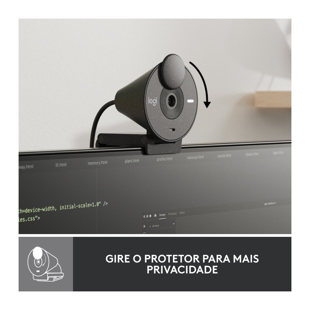Webcam Logitech Brio 300 Full HD, 1080p, 30 FPS, USB-C, Microfone Integrado, Grafite - 960-001413 - view 6