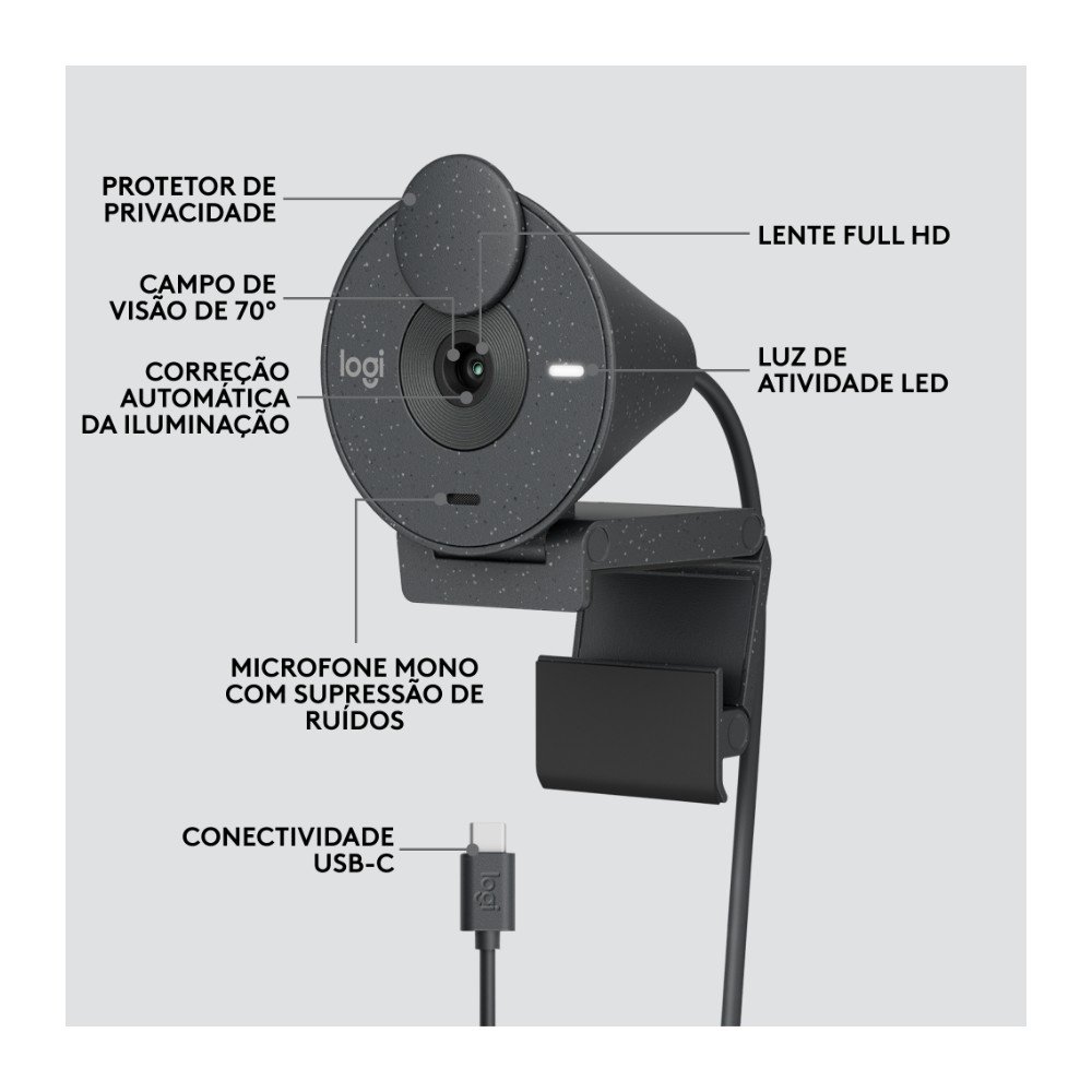 Webcam ( Balão.info) Brio 300 Full HD, 1080p, 30 FPS, USB-C, Microfone Integrado, Grafite - 960-( Balão.info - view 7