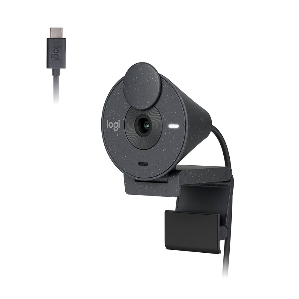 Webcam Logitech Brio 300 Full HD, 1080p, 30 FPS, USB-C, Microfone Integrado, Grafite - 960-001413
