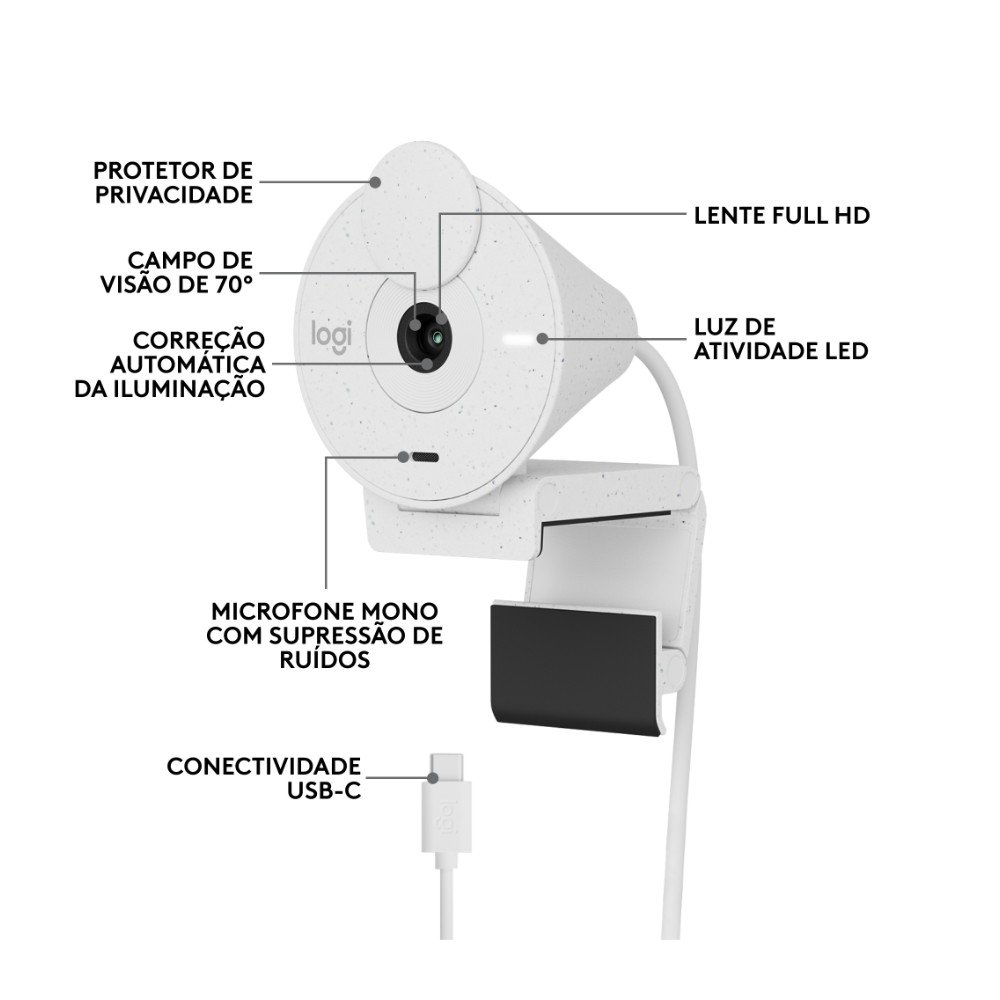 Webcam ( Balão.info) Brio 300 Full HD, 1080p, 30 FPS, USB-C, Microfone Integrado, Branco - 960-( Balão.info - view 7