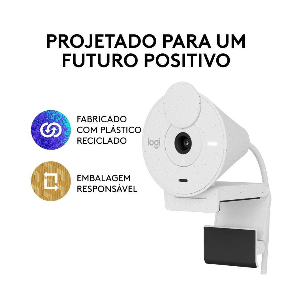 Webcam Logitech Brio 300 Full HD, 1080p, 30 FPS, USB-C, Microfone Integrado, Branco - 960-001440 - view 9