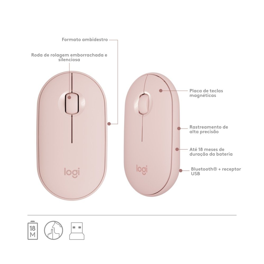 Teclado e Mouse Sem fio Logitech MK470, USB, US, com Teclado Numérico, Rose - 920-011313 - view 7