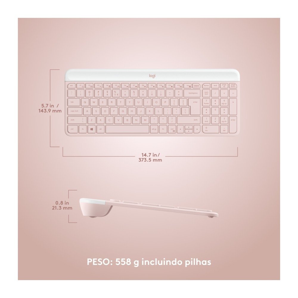 Teclado e Mouse Sem fio ( Balão.info) MK470, USB, US, com Teclado Numérico, Rose - 920-( Balão.info - foto 8