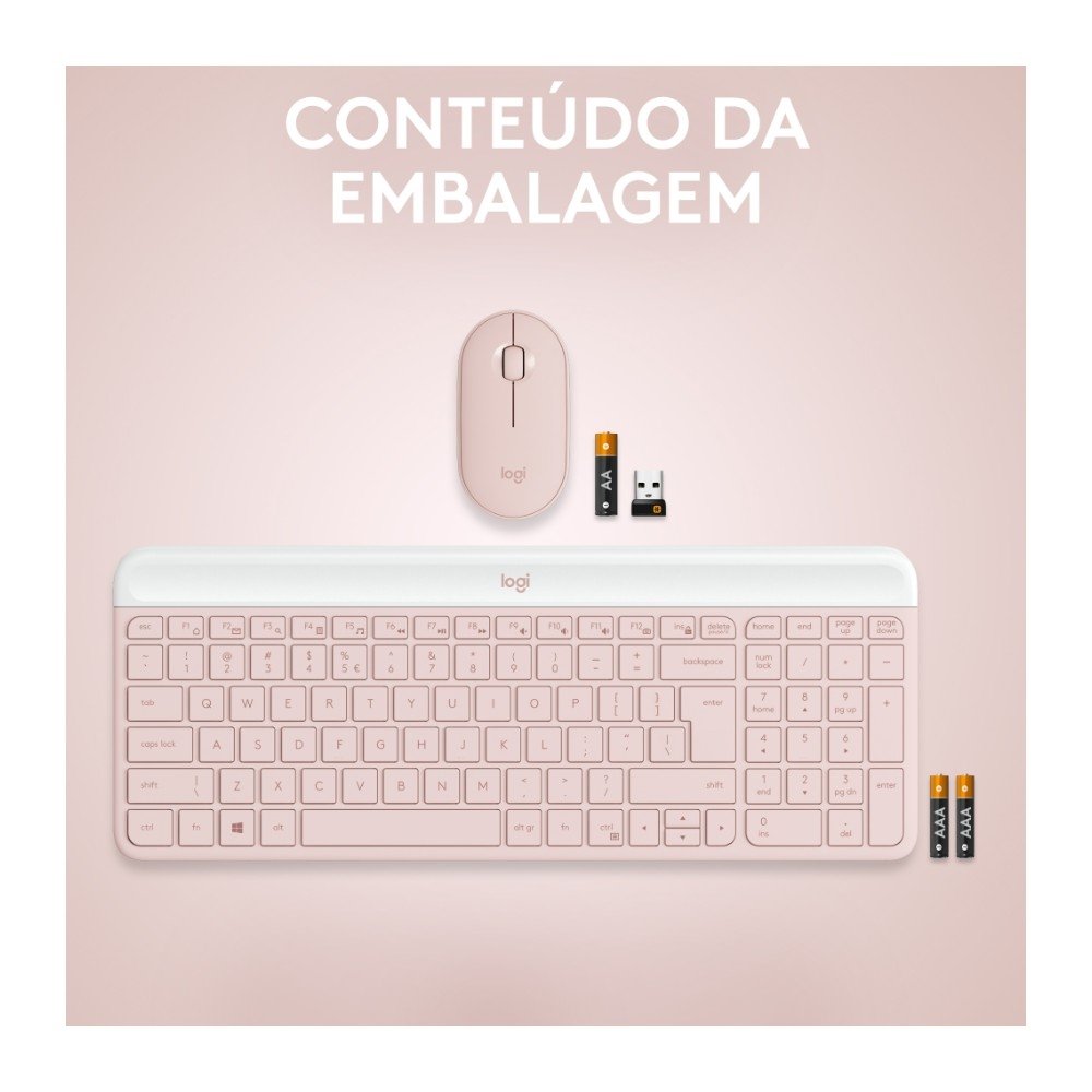 Teclado e Mouse Sem fio ( Balão.info) MK470, USB, US, com Teclado Numérico, Rose - 920-( Balão.info - foto 10