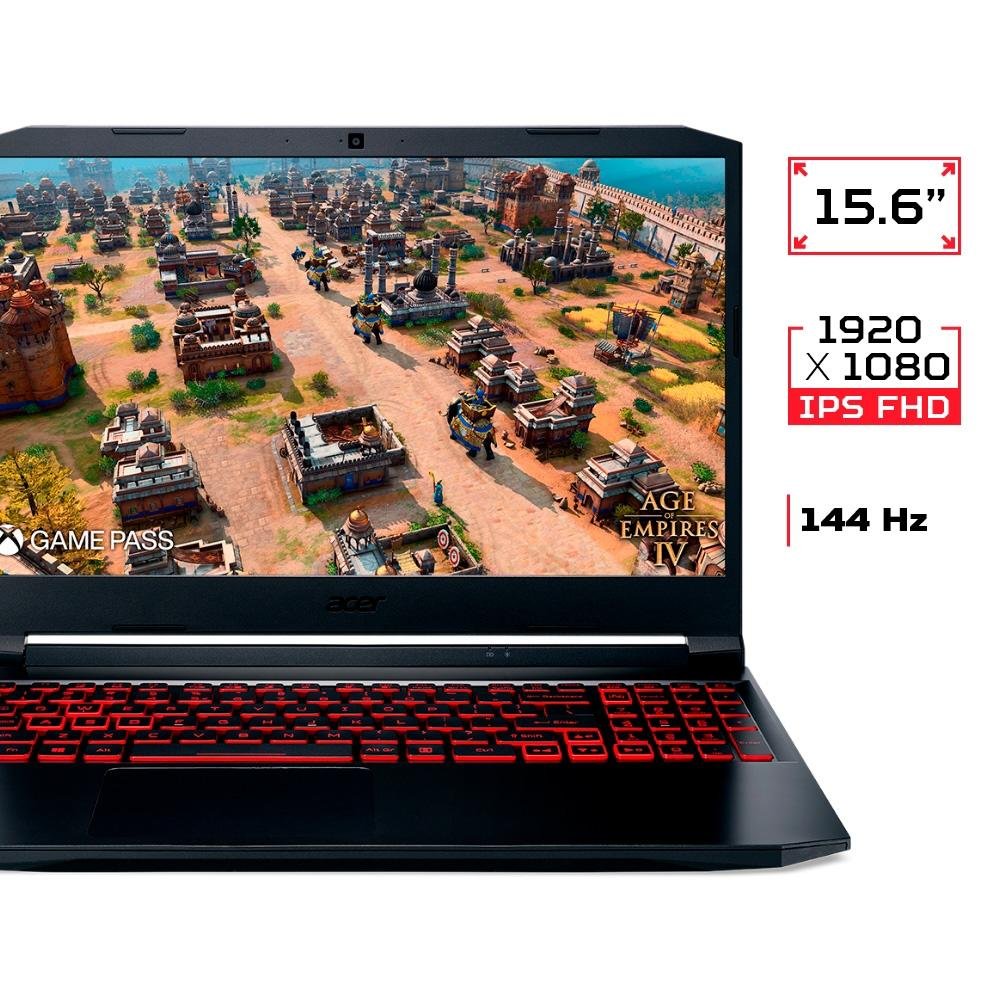 Imagem 6 de 7 do produto Notebook Gamer Acer Nitro AMD Ryzen 7-5800H, 8GB RAM, GeForce GTX 1650, SSD 1TB, 15.6" FHD, Windows 11, Preto - AN515-45-R4S3
