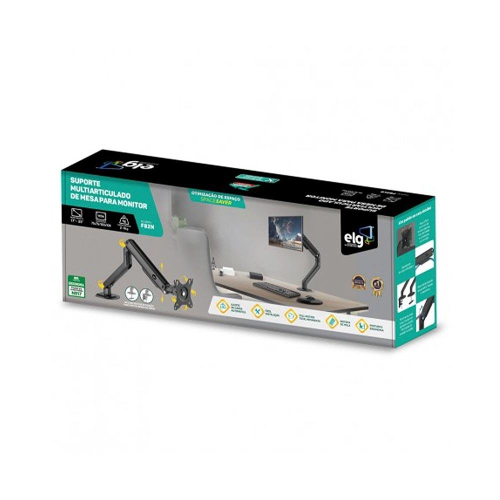 Suporte Multiarticulado de Mesa para Monitores de 17 a 35 ELG, Preto - F82N Suporte Multiarticulado de Mesa para Monitores de 17 a 35 ELG, Preto - F82N