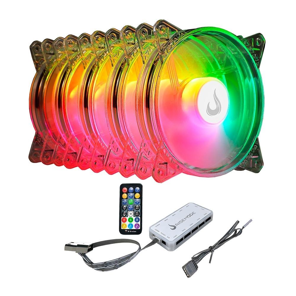 Kit Com 5 Ventoinhas Rise Mode Crystal Sound, 120mm, ARGB, Transparente - RM-CS-02-ARGB 5