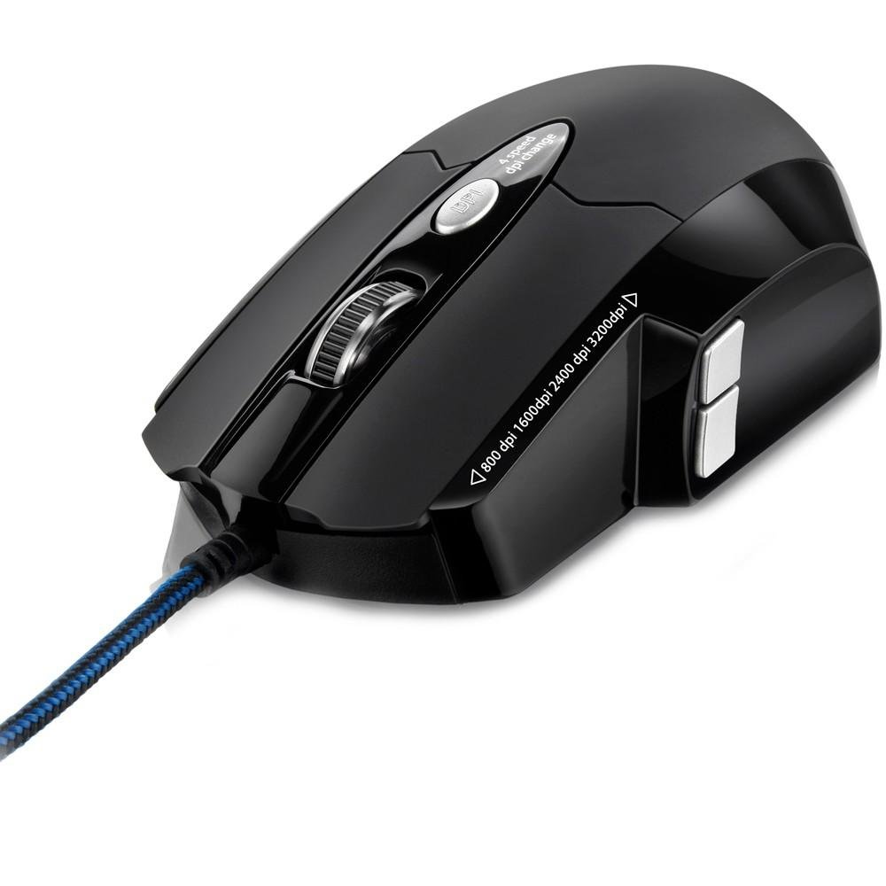 Mouse Gamer Warrior 3200DPI 6 Botões Laser Preto - MO191