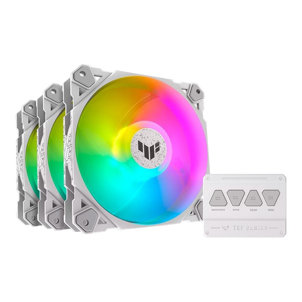 Kit com 3 Ventoinhas ASUS Tuf Gaming TF120, 120mm, ARGB, Branco - 90DA0033-B00030 Kit com 3 Ventoinhas ASUS Tuf Gaming TF120, 120mm, ARGB, Branco - 90DA0033-B00030