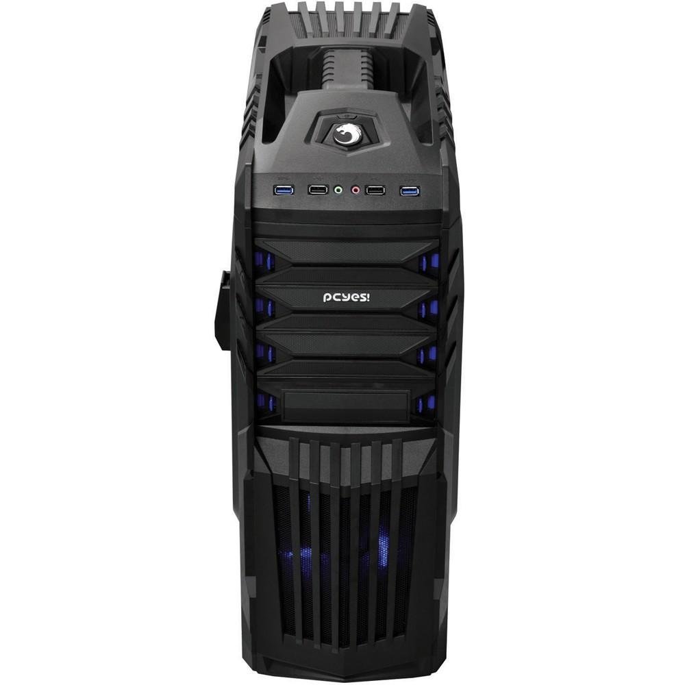 Gabinete PcYes Gamer Tiger Preto com LED Azul - 19662 Gabinete PcYes Gamer Tiger Preto com LED Azul - 19662