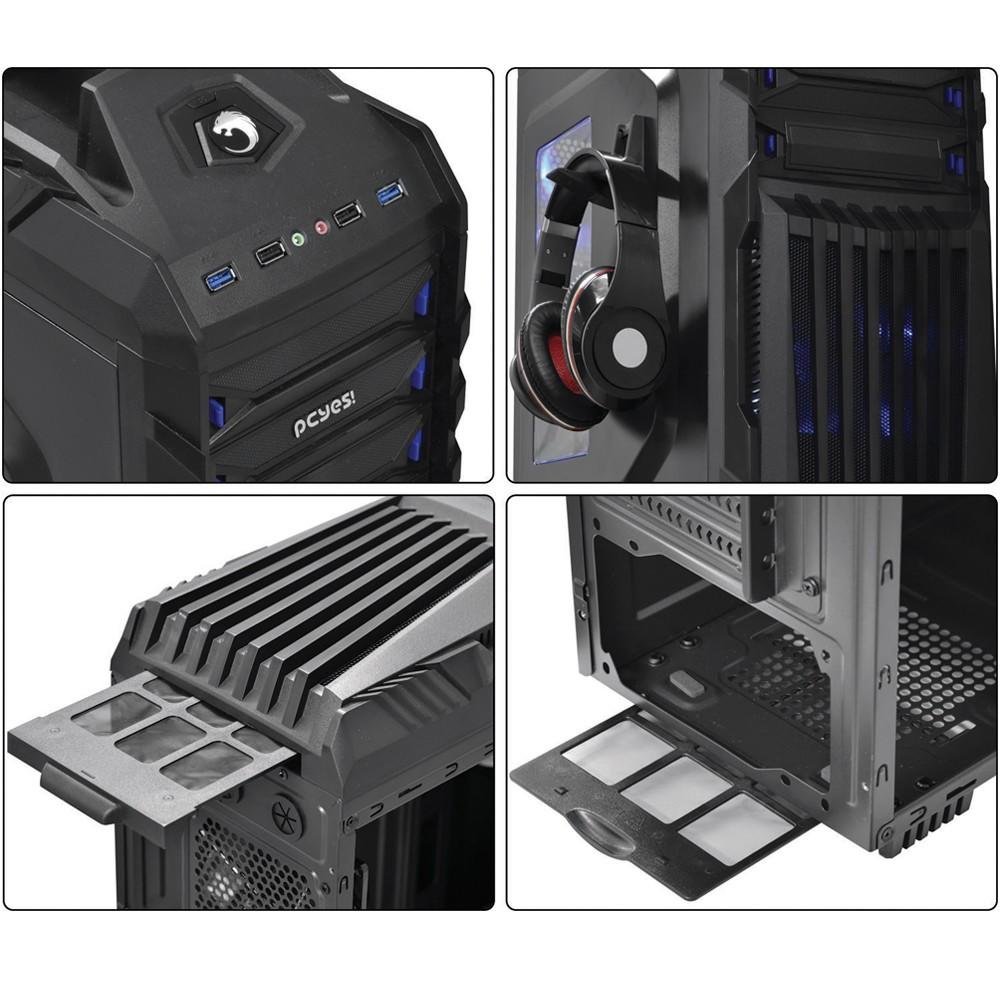 Imagem 8 de 13 do produto Gabinete PcYes Gamer Tiger Preto com LED Azul - 19662