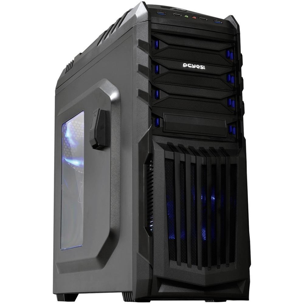 Gabinete PcYes Gamer Tiger Preto com LED Azul - 19662 Gabinete PcYes Gamer Tiger Preto com LED Azul - 19662