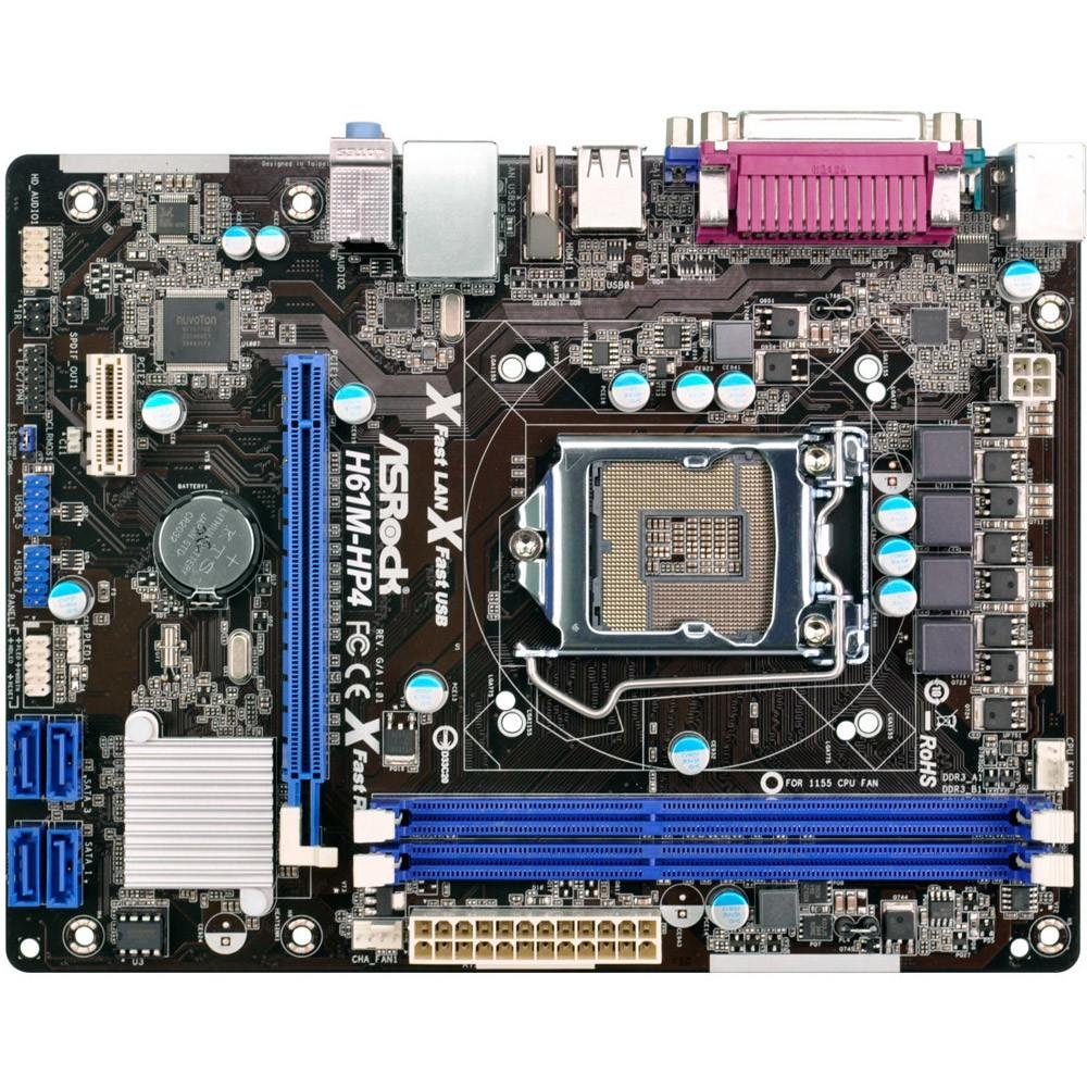 Placa-Mãe ASRock p/ Intel LGA 1155 mATX H61M-HP4, D-Sub, HDMI, Porta Serial, Porta Paralela