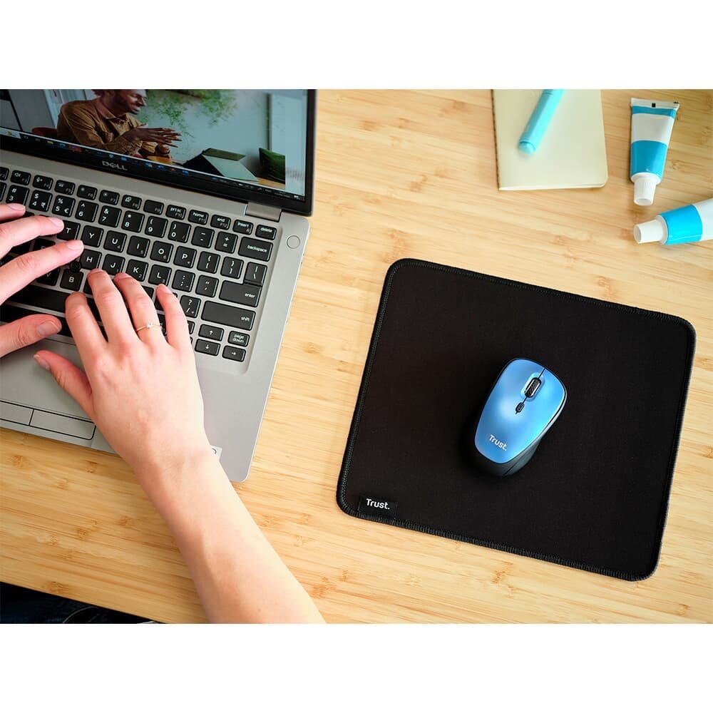 Imagem 11 de 11 do produto Mousepad Trust Boye Médio (250x210mm), Bordas Costuradas, Antiderrapante, Preto - 24743