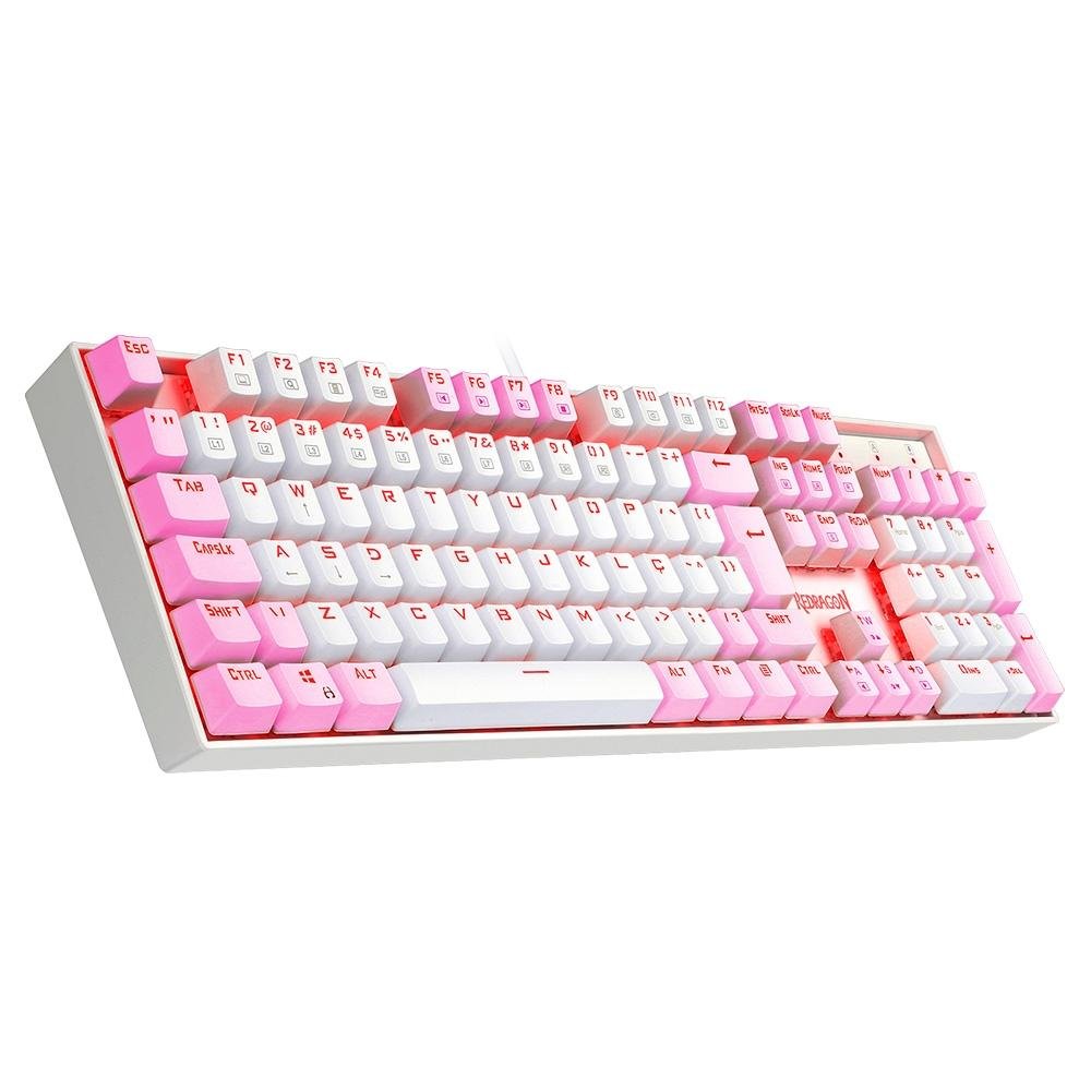 Teclado Mecânico Gamer ( Balão.info) Single Color Mitra, Switch Blue, ( Balão.info), Branco e Rosa - K551WP (PT-BLUE - foto 2
