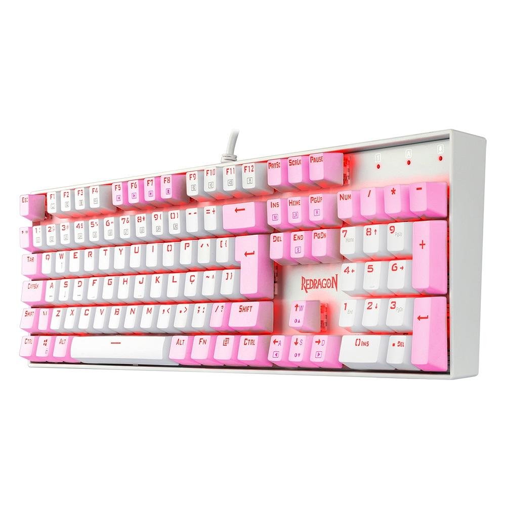 Teclado Mecânico Gamer ( Balão.info) Single Color Mitra, Switch Blue, ( Balão.info), Branco e Rosa - K551WP (PT-BLUE - foto 3