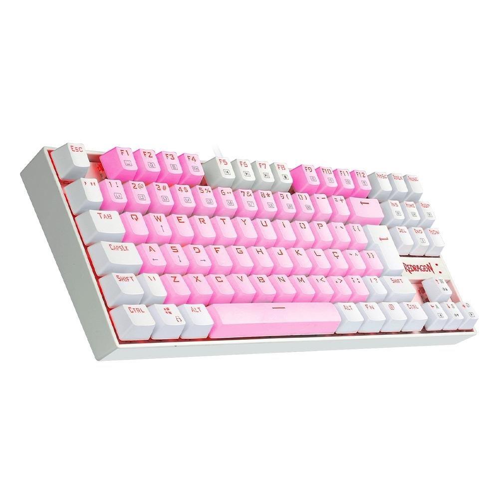 Imagem 2 de 5 do produto Teclado Mecânico Gamer Redragon Single Color Kumara, Switch Blue, ABNT2, Rosa e Branco - K552PW (PT-BLUE)