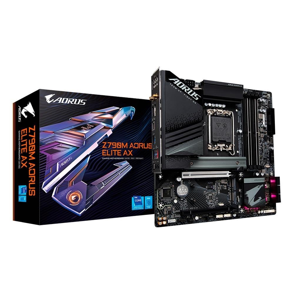 Placa-Mãe Gigabyte Z790M Aorus Elite AX, Intel, ATX, DDR5, Wi-Fi, Bluetooth, Preto - Z790M AORUS ELITE AX 4