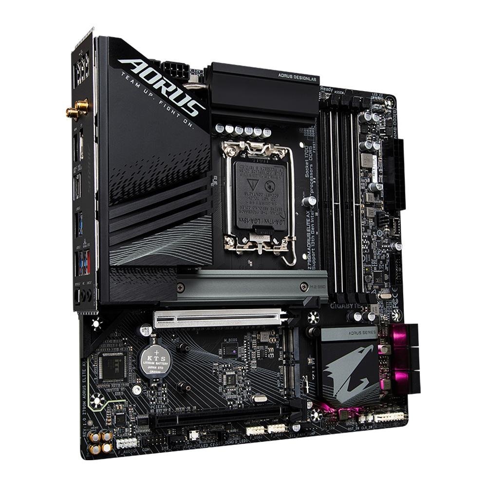 Placa-Mãe Gigabyte Z790M Aorus Elite AX, Intel, ATX, DDR5, Wi-Fi, Bluetooth, Preto - Z790M AORUS ELITE AX Placa-Mãe Gigabyte Z790M Aorus Elite AX, Intel, ATX, DDR5, Wi-Fi, Bluetooth, Preto - Z790M AORUS ELITE AX