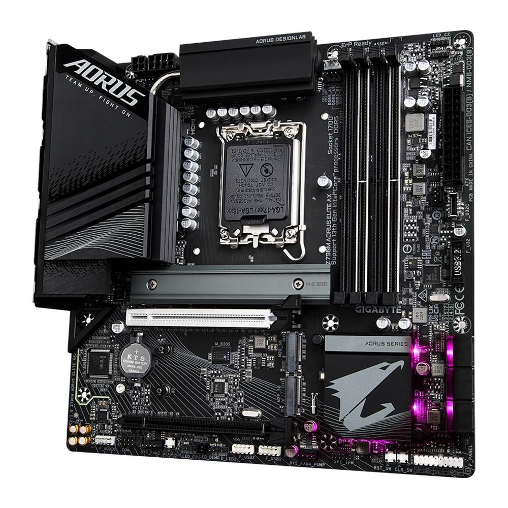 Placa-Mãe Gigabyte Z790M Aorus Elite AX, Intel, ATX, DDR5, Wi-Fi, Bluetooth, Preto - Z790M AORUS ELITE AX Placa-Mãe Gigabyte Z790M Aorus Elite AX, Intel, ATX, DDR5, Wi-Fi, Bluetooth, Preto - Z790M AORUS ELITE AX