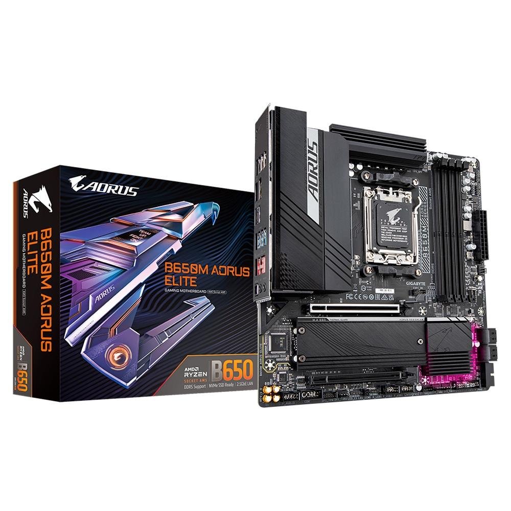 Placa-Mãe Gigabyte B650M Aorus Elite, AMD, Micro ATX, DDR5, Preto - B650M AORUS ELITE 4