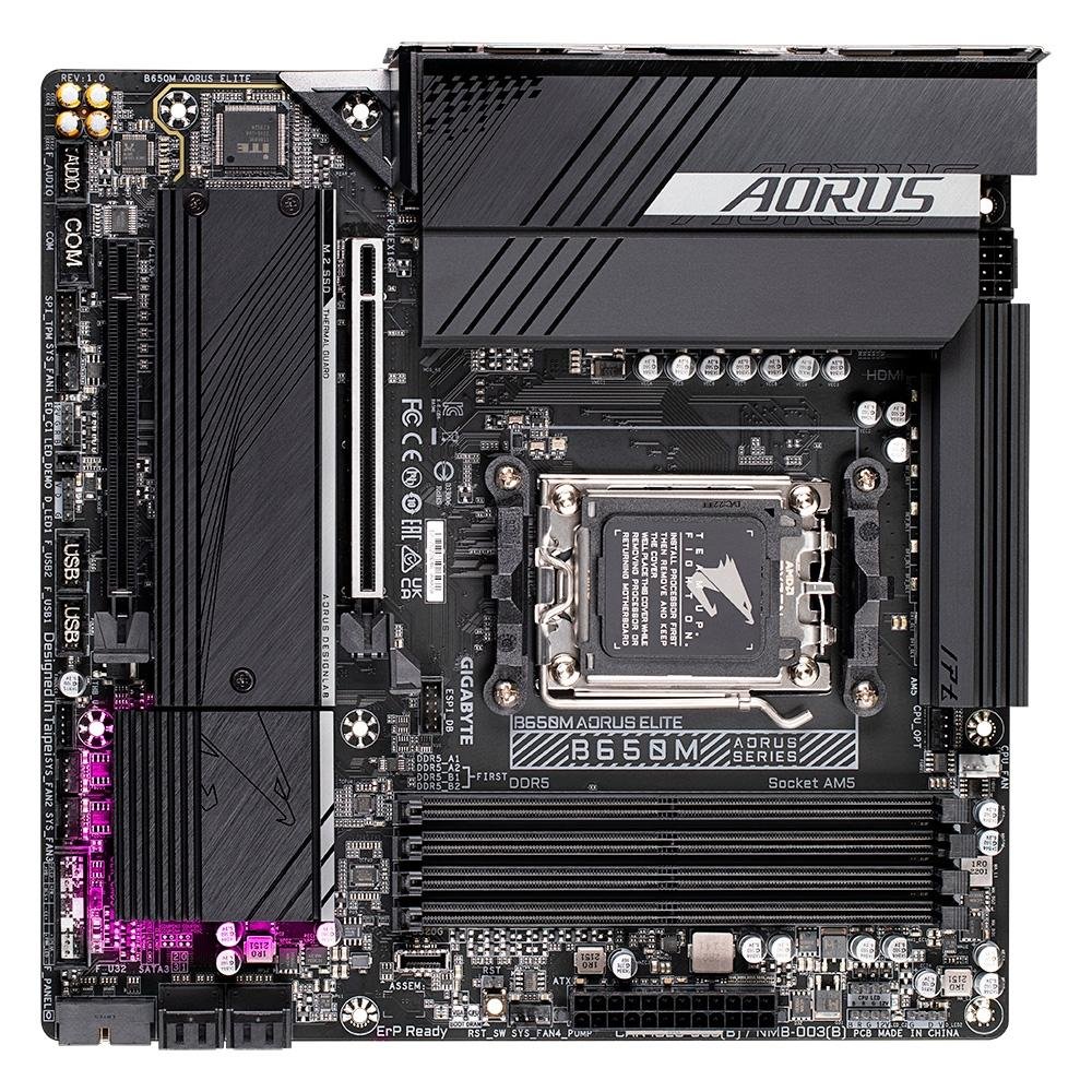 Placa-Mãe Gigabyte B650M Aorus Elite, AMD, Micro ATX, DDR5, Preto - B650M AORUS ELITE