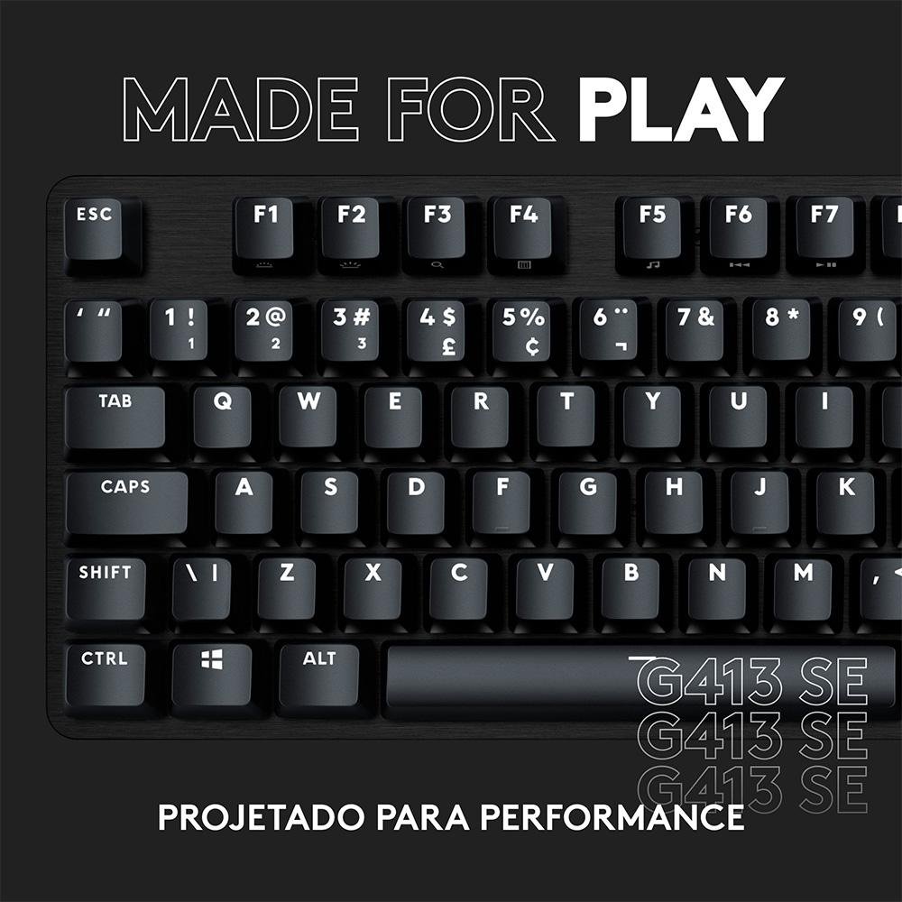 Teclado Mecânico Gamer Logitech G G413 SE, USB, Anti-Ghosting, ABNT2, Preto - 920-010554