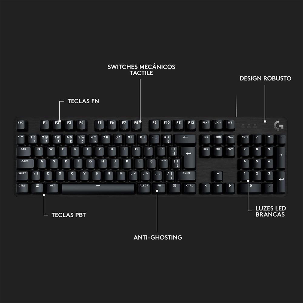 Teclado Mecânico Gamer Logitech G G413 SE, USB, Anti-Ghosting, ABNT2, Preto - 920-010554 - view 8