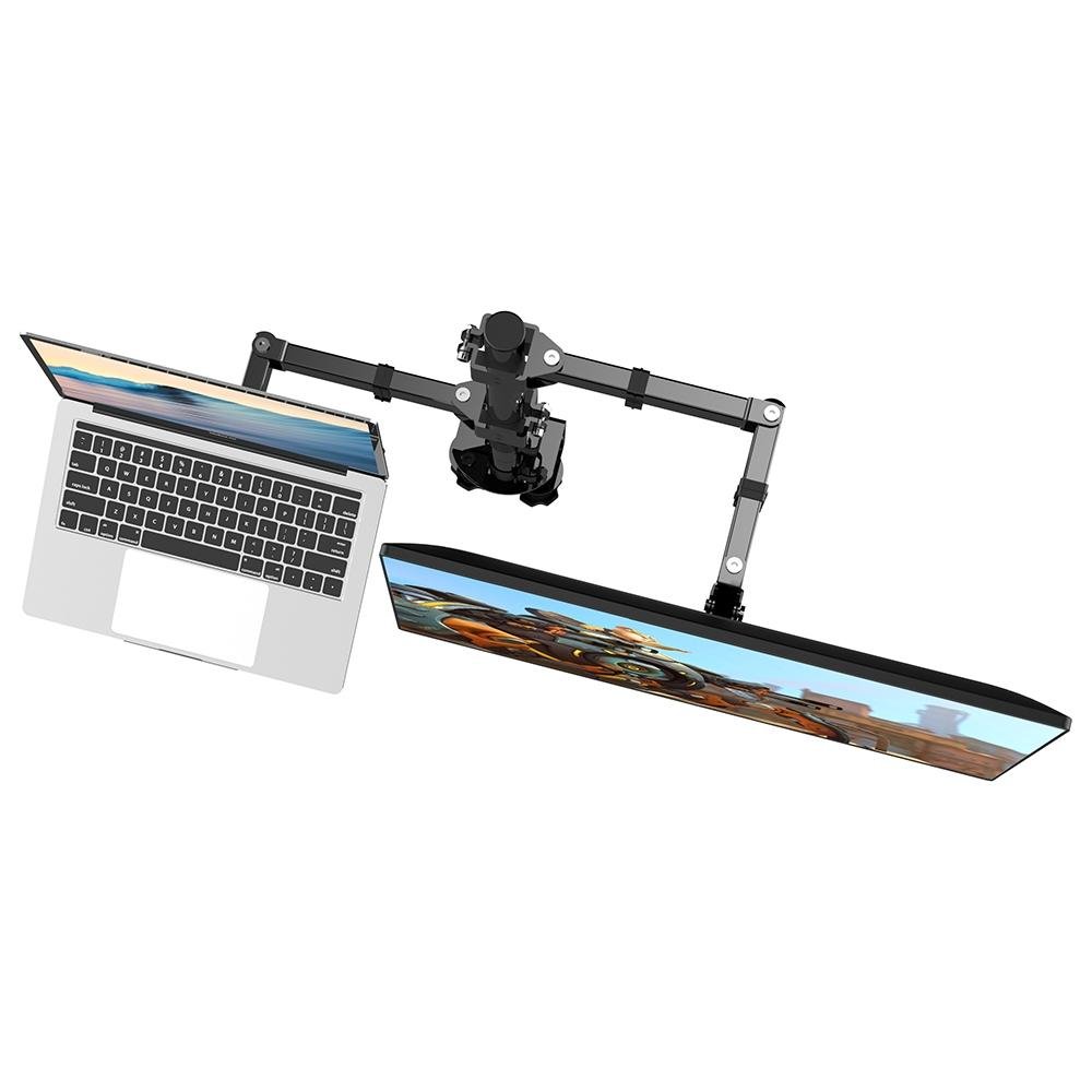 Imagem 3 de 3 do produto Suporte duplo para Monitor e Notebook Husky Office - Articulado, Para tela de 13" a 32" - HOFL003