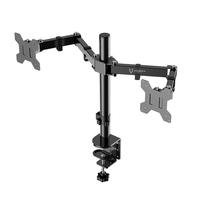 Suporte duplo para monitores.   O suporte Husky vem com presilha tipo C para instalação em mesa, e comporta um monitores de 13 até 32 polegadas. Possu