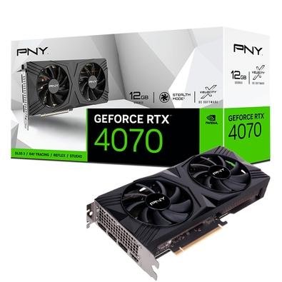  RTX 4070 Dual Fan PNY NVIDIA GeForce, 12 GB GDDR6X, DLSS, Ray Tracing  - VCG407012DFXPB1