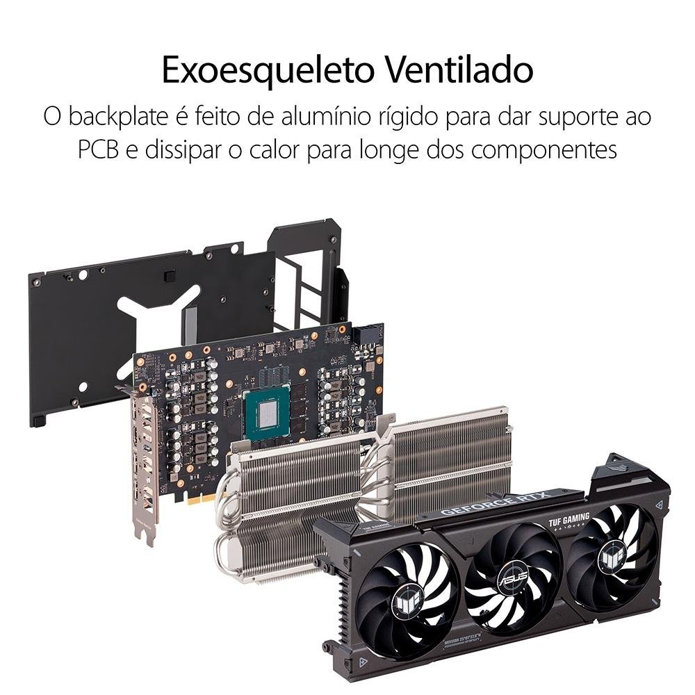 Imagem 5 de 7 do produto Placa de Vídeo RTX 4070 TUF Gaming OC Edition Asus NVIDIA GeForce, 12 GB GDDR6X, ARGB, DLSS, Ray Tracing - TUF-RTX4070-O12G-GAMING