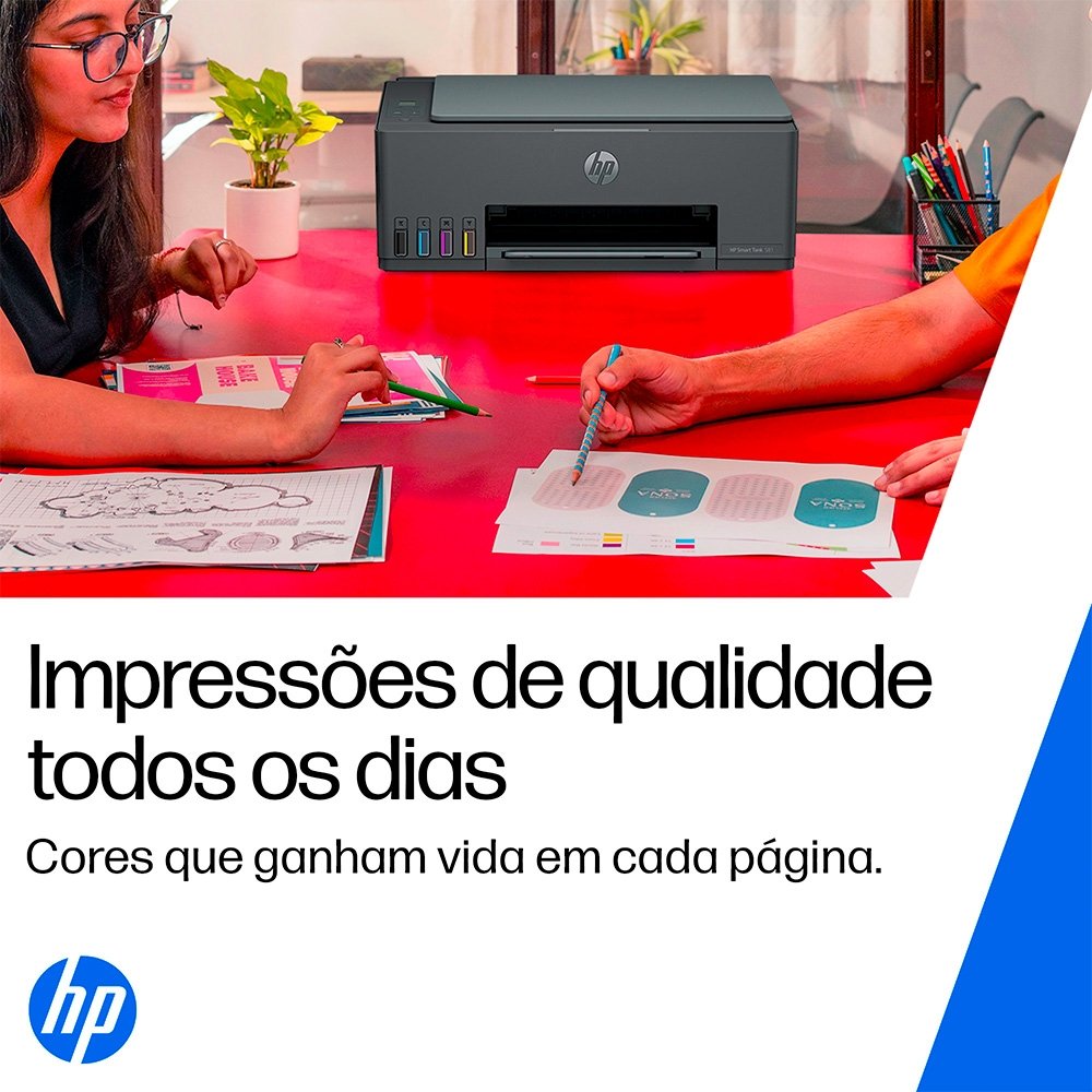 Impressora Multifuncional Tanque de Tinta HP Smart Tank  581 Colorida Wi-Fi (4A8D5A#AK4)