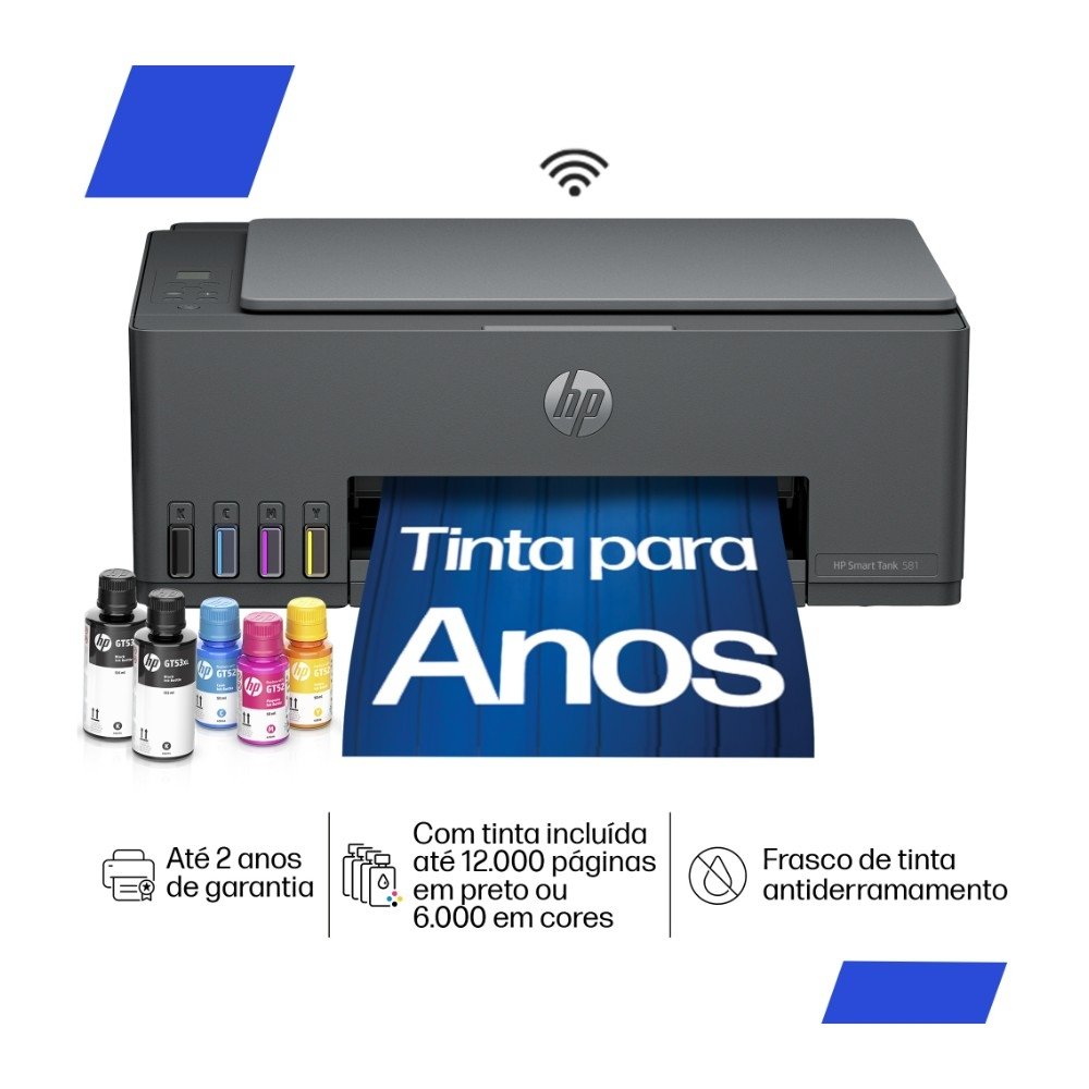 Impressora Multifuncional Tanque de Tinta HP Smart Tank 581 Colorida Wi-Fi (4A8D5A#AK4) - view 2