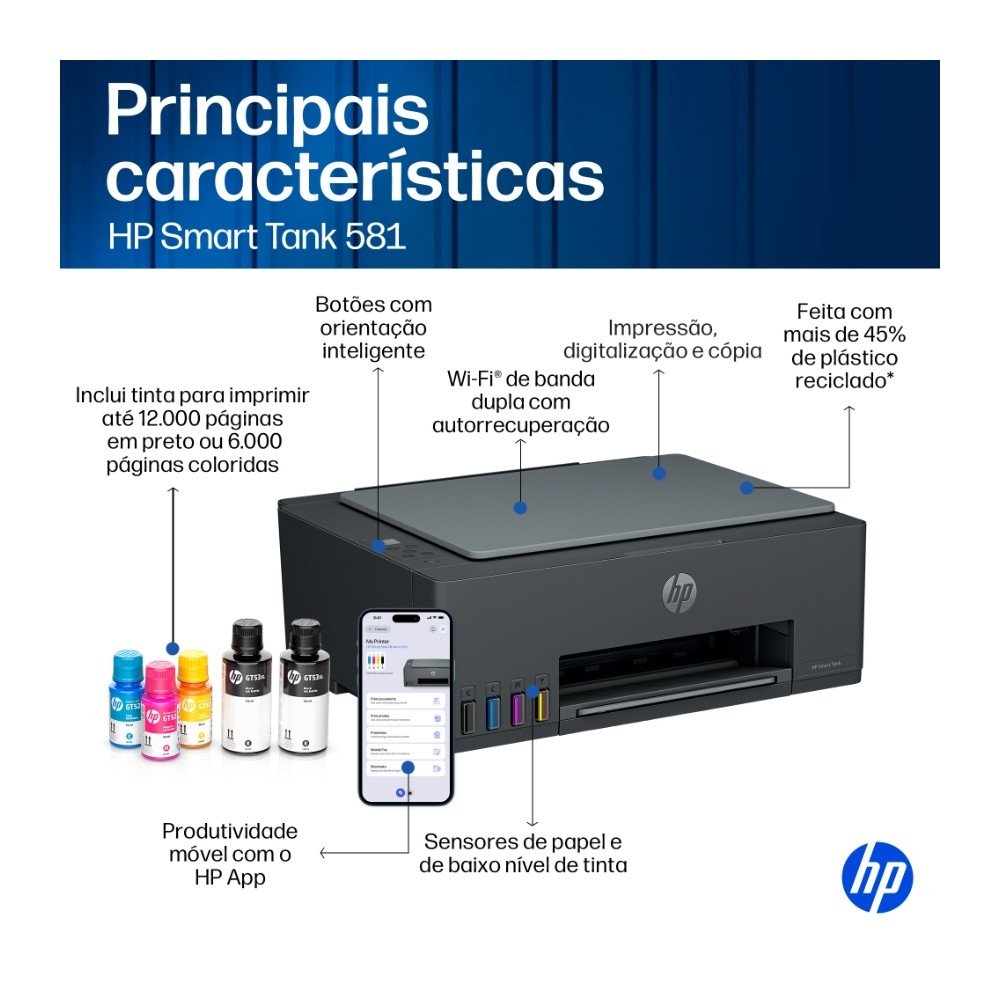 Impressora Multifuncional Tanque de Tinta HP Smart Tank 581 Colorida Wi-Fi (4A8D5A#AK4) - view 8