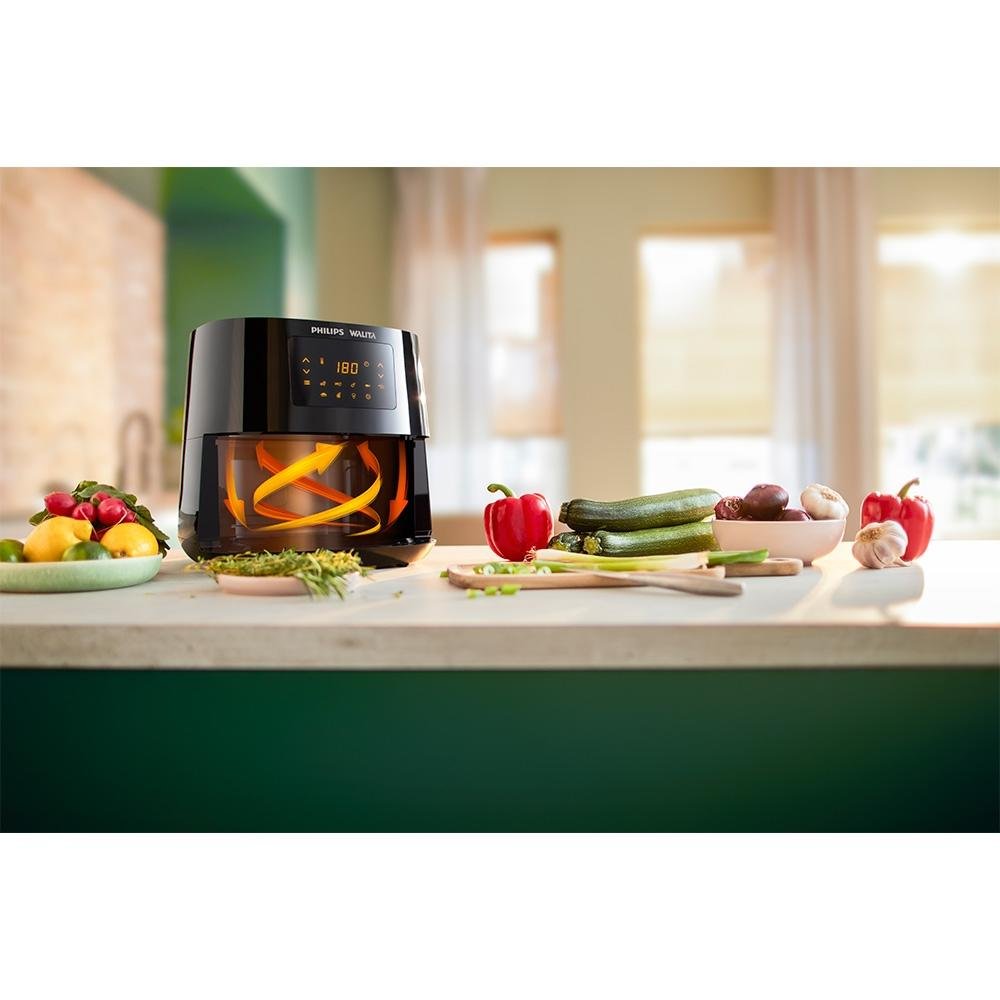 Imagem 10 de 23 do produto Fritadeira Air Fryer Sem Óleo Philips Walita Essential XL Digital, 6.2L, 2000W,  127V, Preto - RI9270/90