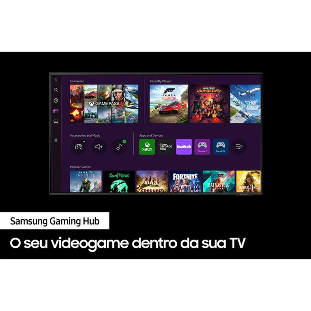 Imagem 3 de 13 do produto Smart TV 55 Polegadas Samsung Crystal UHD 4K, 3 HDMI, 2 USB, Bluetooth, Wi-Fi, Gaming Hub, Tela sem limites, Alexa built in - UN55CU8000GXZD
