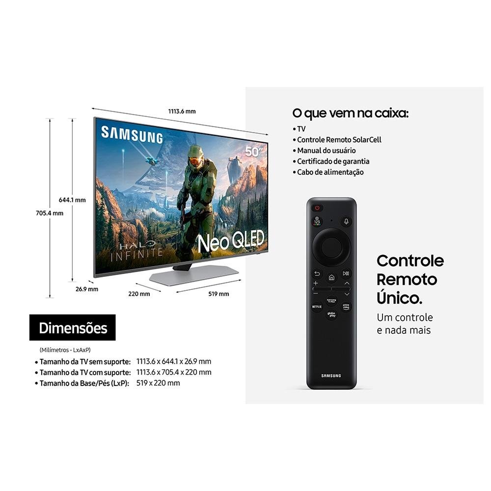 Imagem 17 de 19 do produto Smart TV 50 Polegadas Samsung Gaming Neo QLED 4K, 4 HDMI, Mini LED, Tela sem limites, Alexa built in, Dolby Atmos - QN50QN90CAGXZD