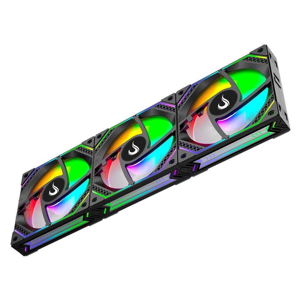 Kit Com 3 Ventoinhas Rise Mode Magneto, 120mm, ARGB, Preto - RM-MA-01-ARGB