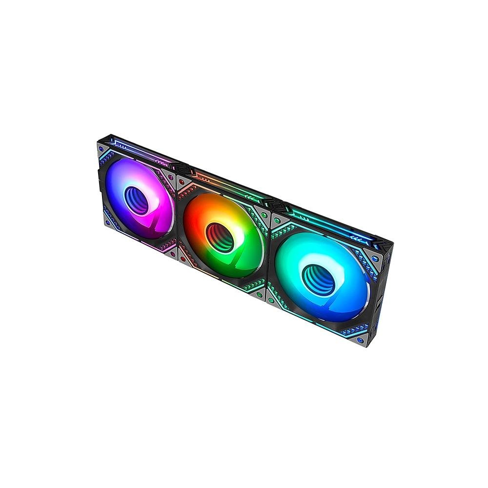 Kit Com 3 Ventoinhas Rise Mode Magneto, 120mm, ARGB, Preto - RM-MA-01-ARGB