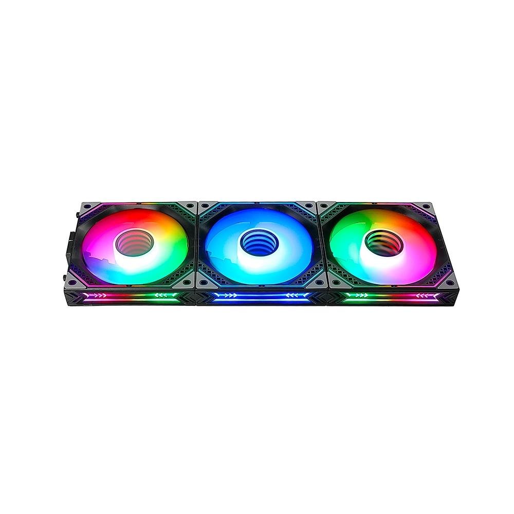 Kit Com 3 Ventoinhas Rise Mode Magneto, 120mm, ARGB, Preto - RM-MA-01-ARGB