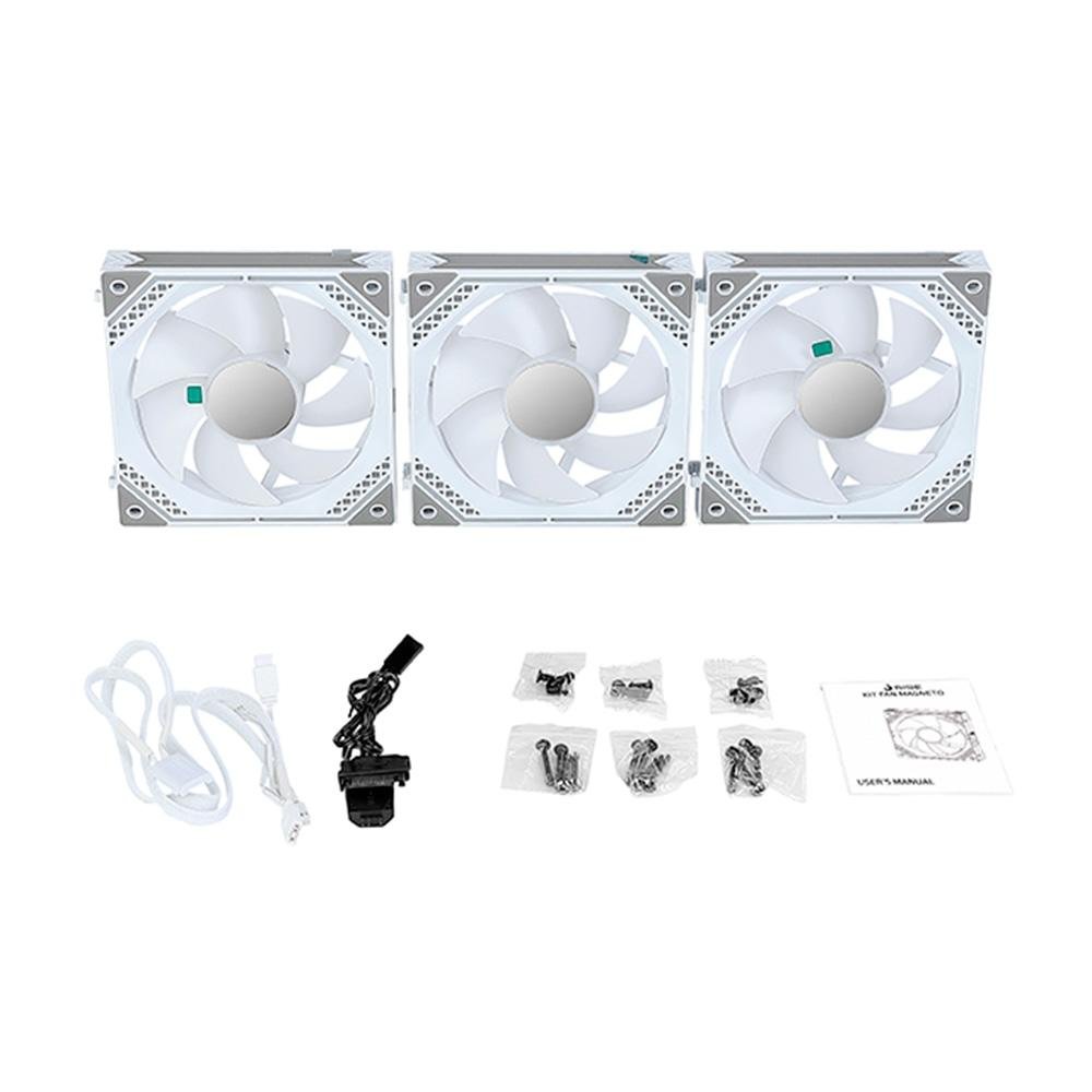 Kit Com 3 Ventoinhas Rise Mode Magneto, 120mm, ARGB, Branco - RM-MA-02-ARGB - view 8