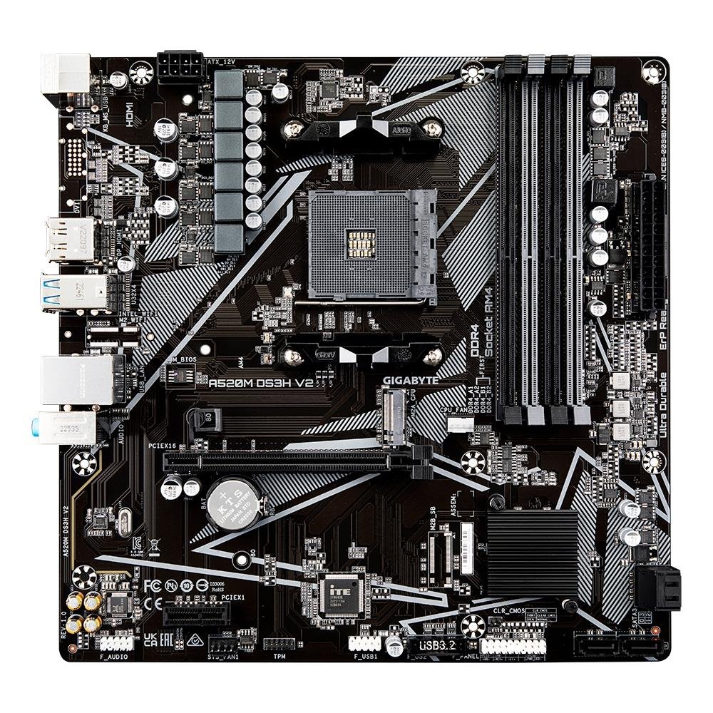 Placa-Mãe Gigabyte A520M DS3H V2, AMD, Micro ATX, DDR4, Preto - A520M DS3H V2 - view 2