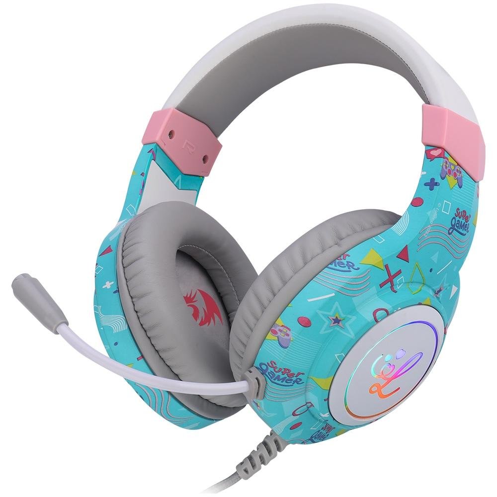 Headset Gamer ( Balão.info) Luluca Hylas, RGB, Drivers 50mm, P3, USB, Cinza e Azul - L260RGB - foto 4