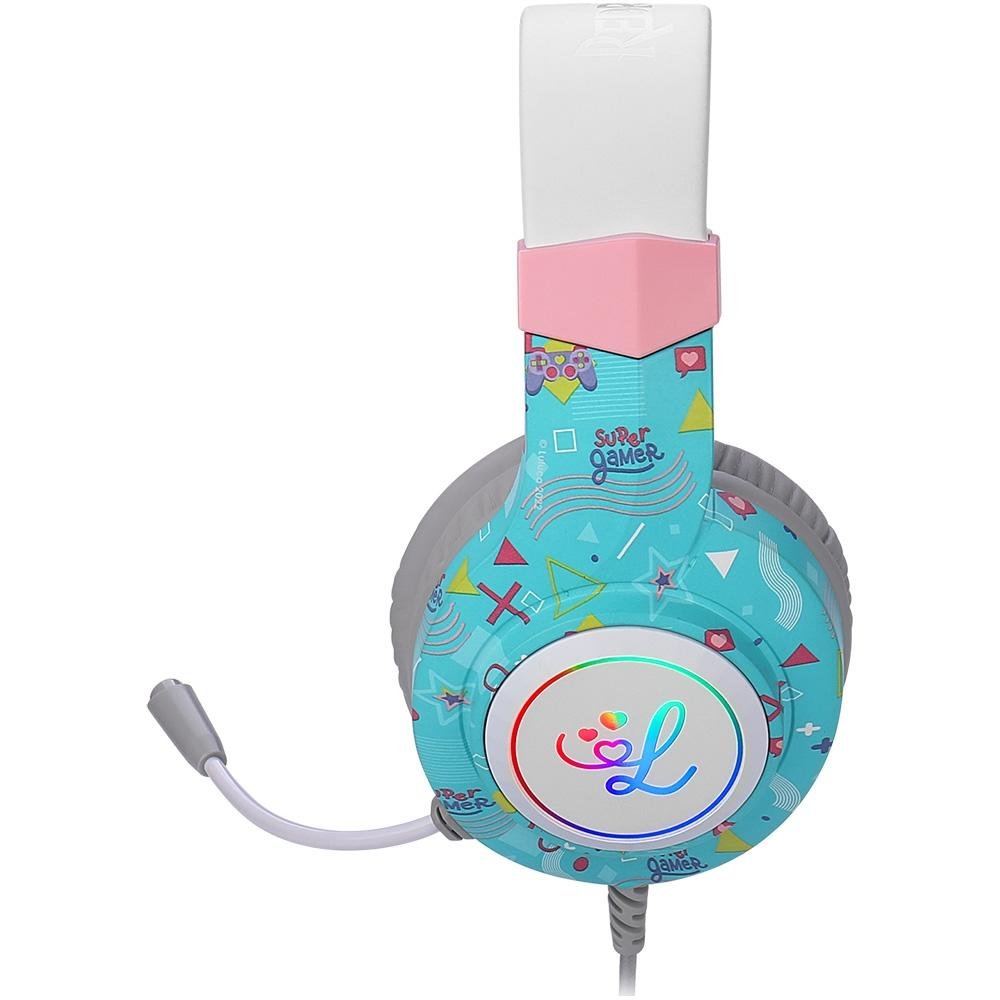 Headset Gamer ( Balão.info) Luluca Hylas, RGB, Drivers 50mm, P3, USB, Cinza e Azul - L260RGB - foto 3