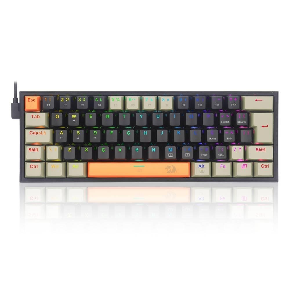 Teclado Mecânico Gamer Redragon Fizz, RGB, Switch Brown, Layout 60%, USB, ABNT2, Laranja, Preto e Cinza - K617RGB-OGEBKEGY (PT-BROWN)